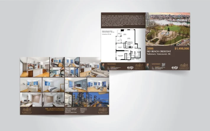 Property listing brochure layout for Yaletown condo