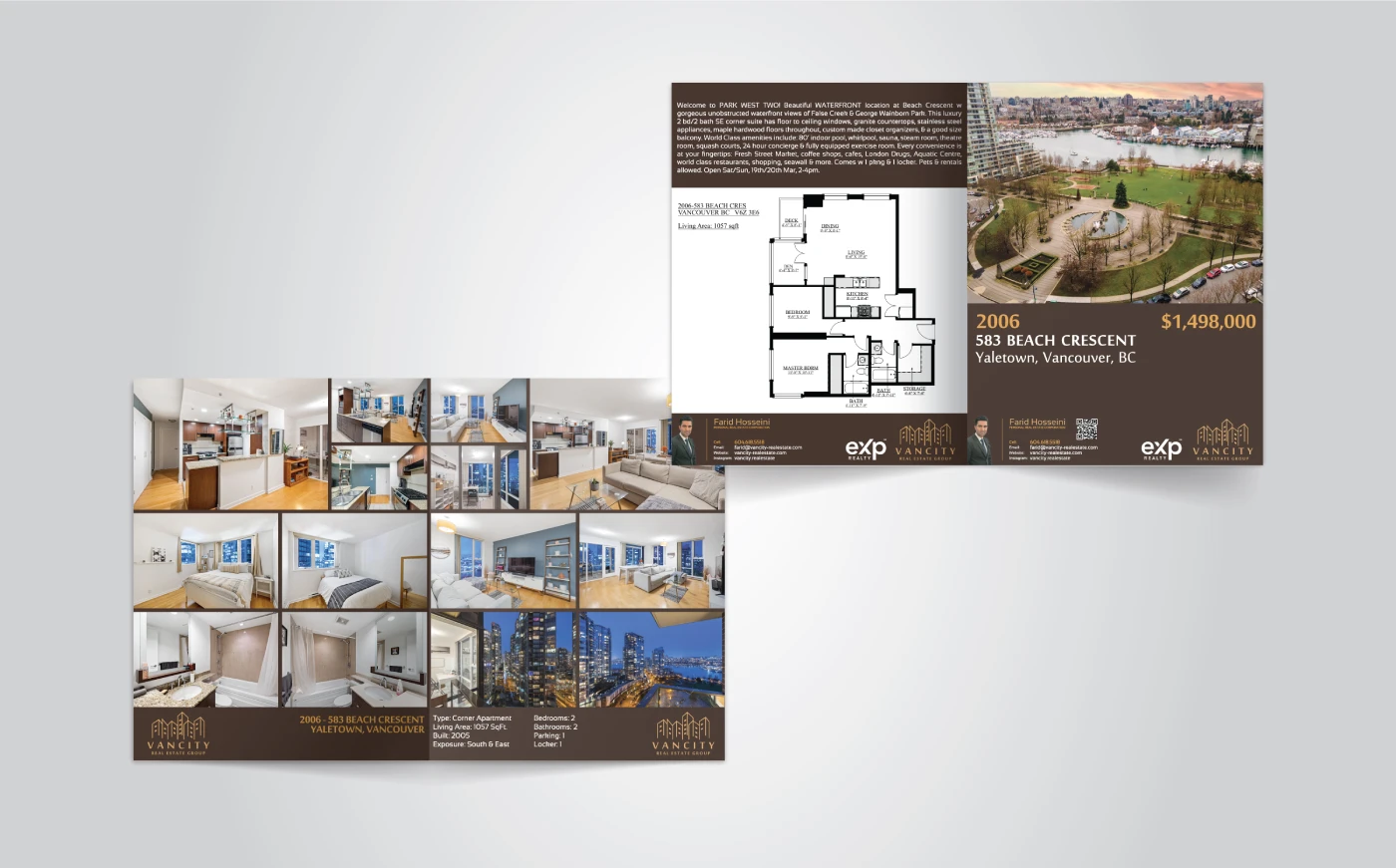 Property listing brochure layout for Yaletown condo