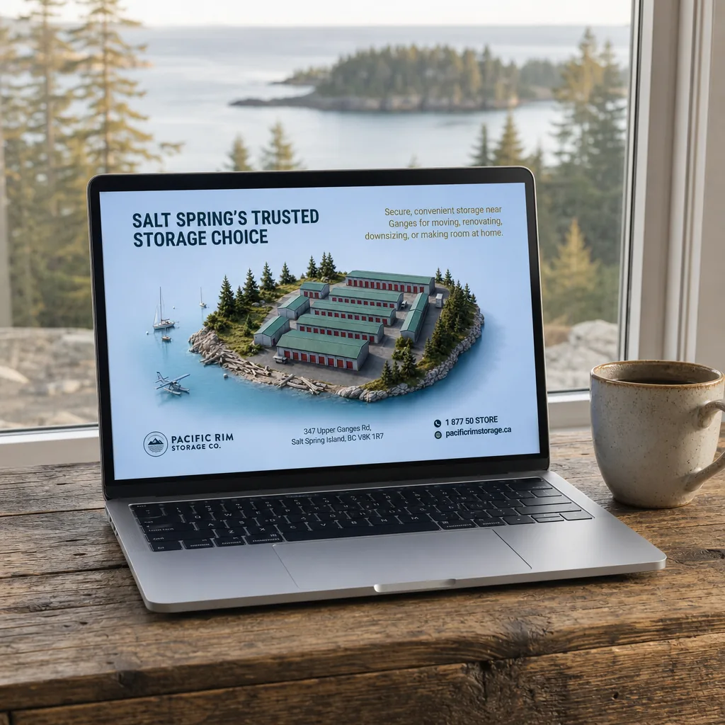 Pacific Rim Storage Print Ad: Salt Spring’s Trusted Storage Choice 2026